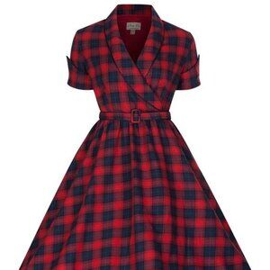 Lindy Bop Courtney Red/Dark Blue Tartan